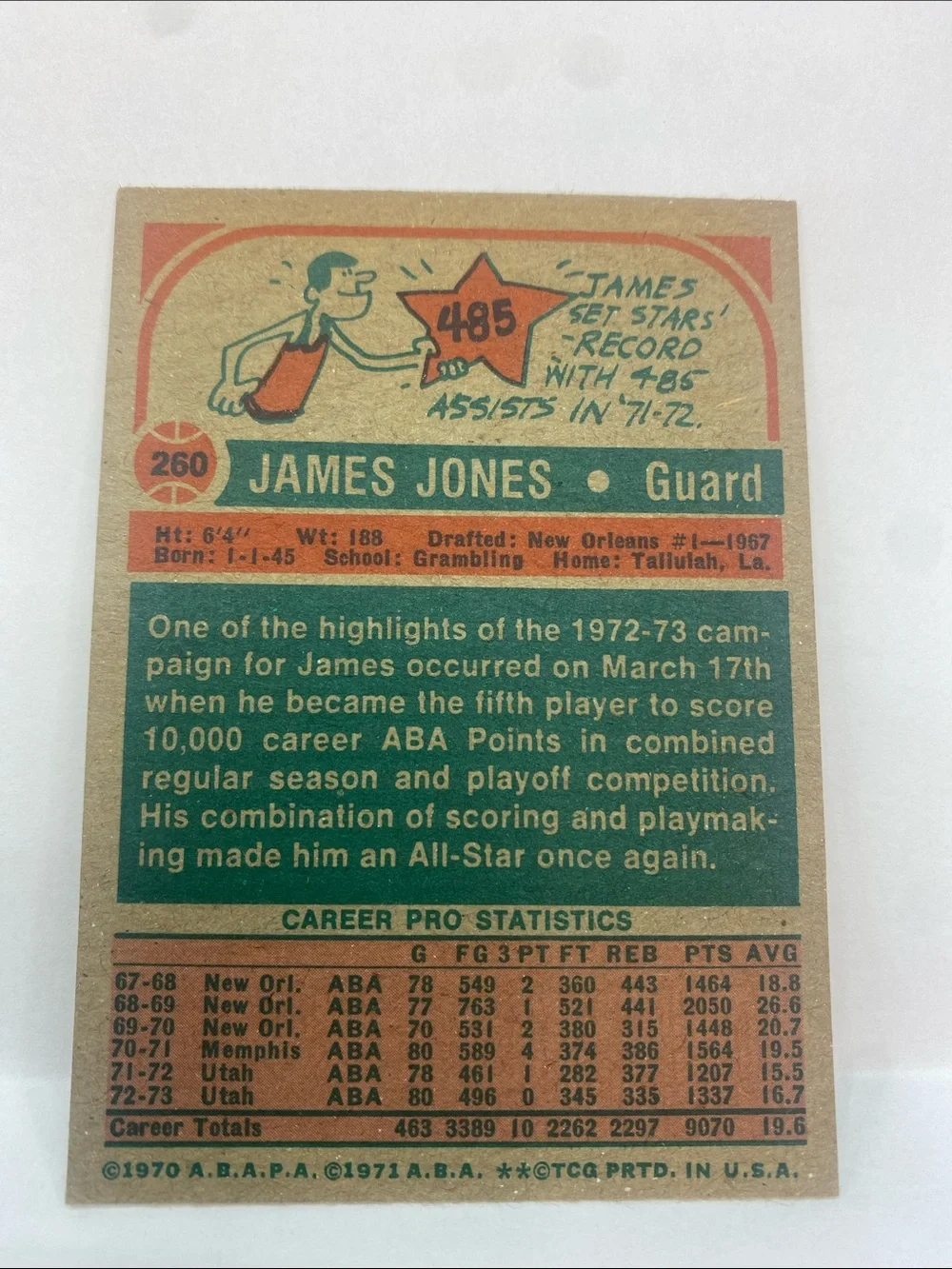 1973/74 James Jones Utah Stars ABA All Star #260 (089)